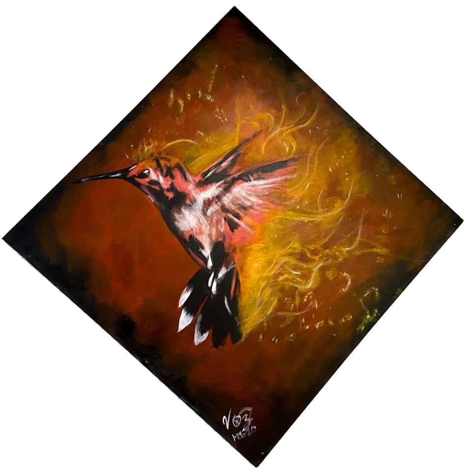 Hummingbird painting by Voz Luis Sanchez