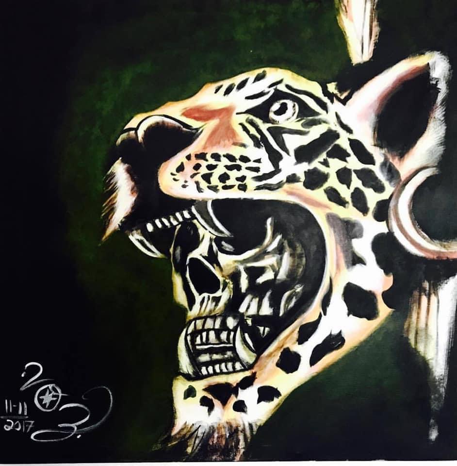 Jaguar warrior painting by Voz Luis Sanchez